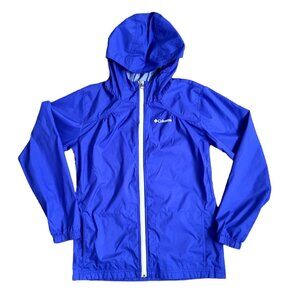 Columbia Blue Hooded Windbreaker Jacket Youth Girls Size L 14/16